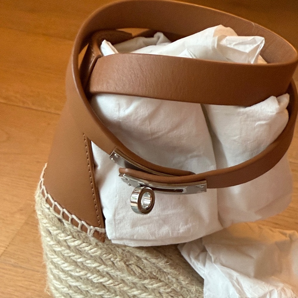 Hermes Brown and Blue Wedge Sandals - Picture 2 of 8
